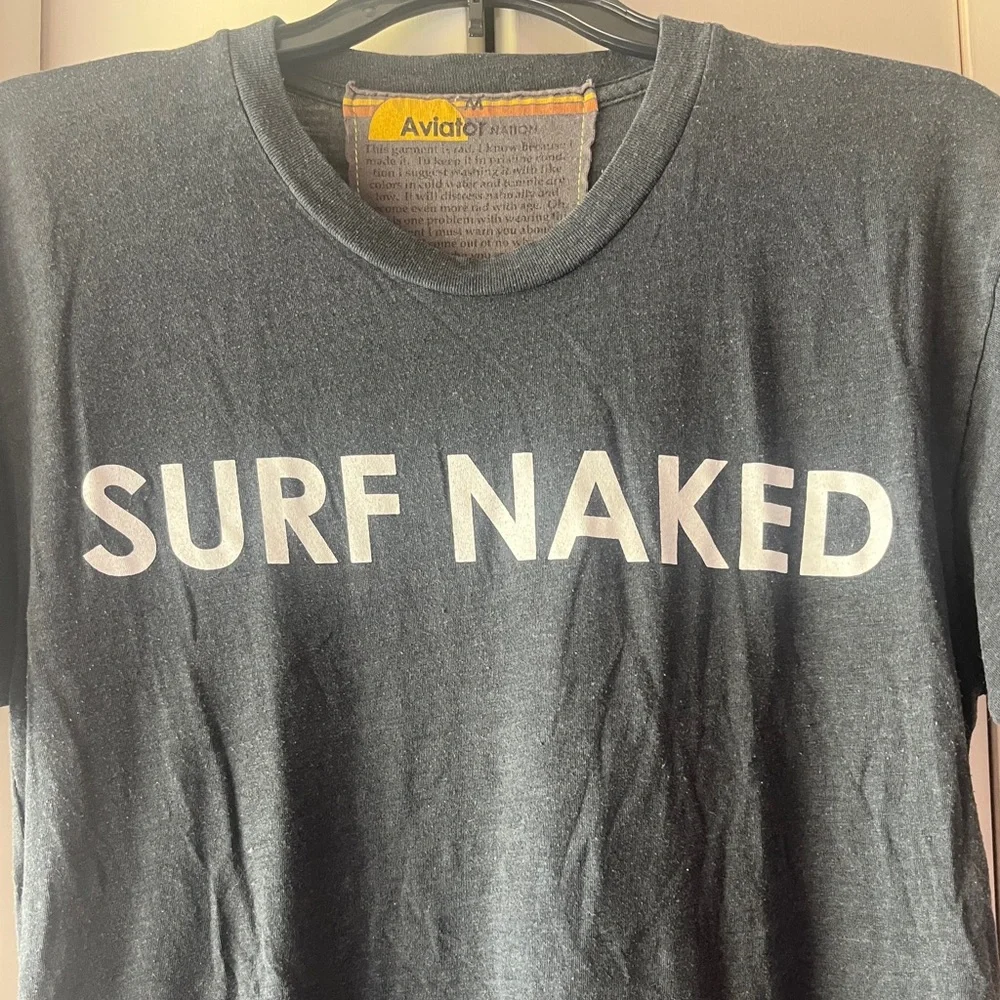 Aviator Nation. Unisex M Surf Naked Tee in Charcoal Gray - Picture 5 of 9